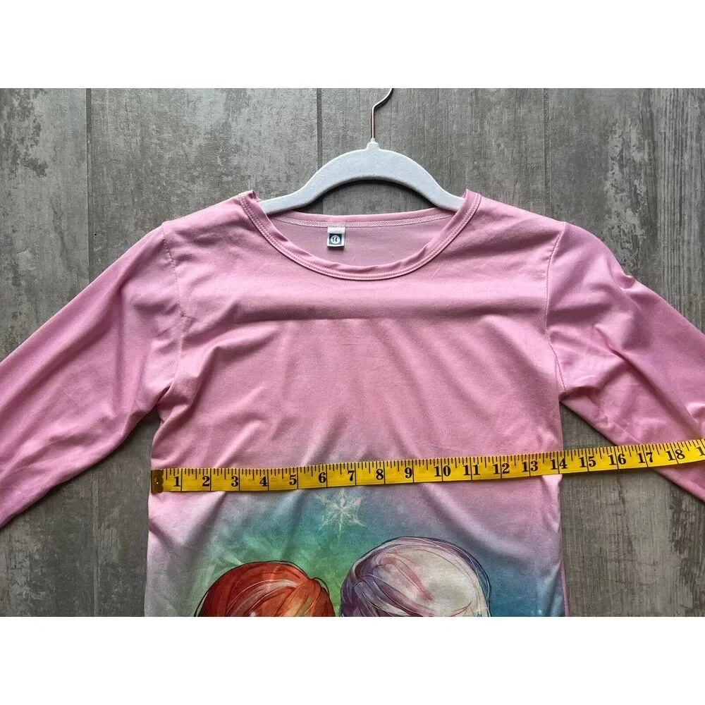 Long Sleeve Lightweight Pink Anime Frozen Anna Elsa Night Gown Girls Pajamas 6